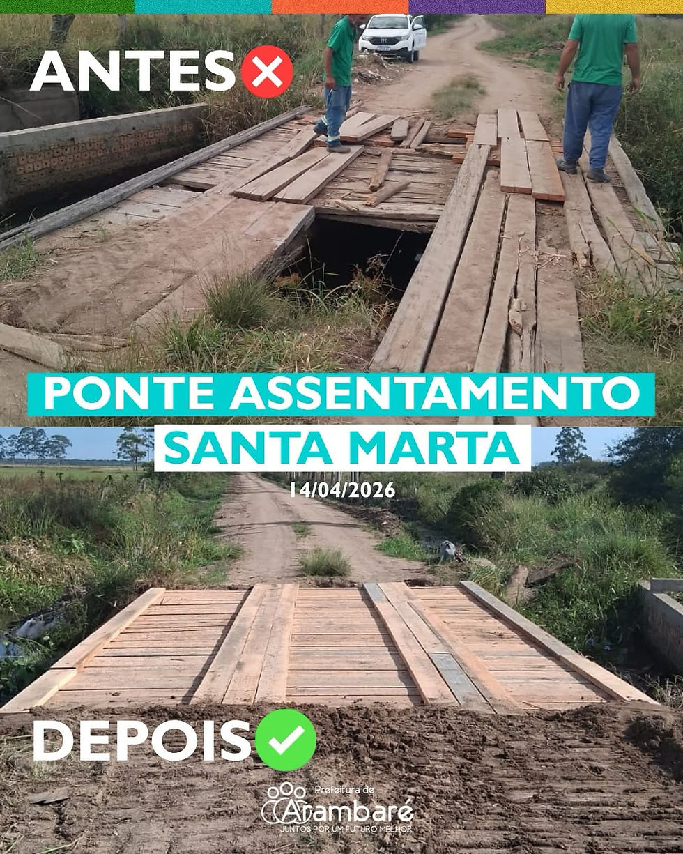 Equipe da Prefeitura de Arambaré realiza reforma da Ponte do Assentamento Santa Marta