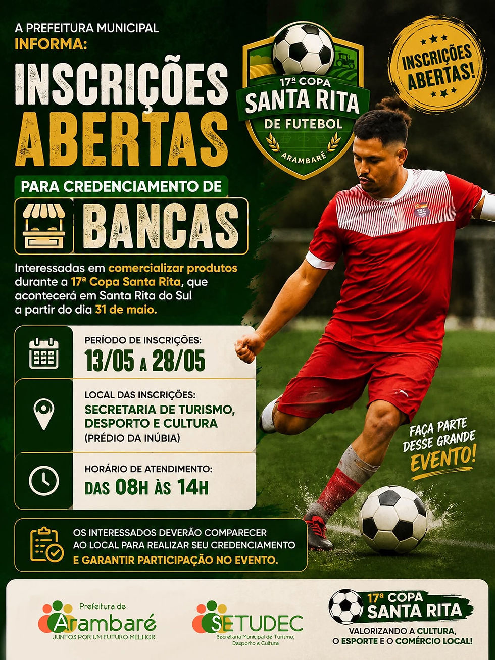 Inscrições de bancas da 17ª Copa Santa Rita estão abertas de 13 à 28 de maio
