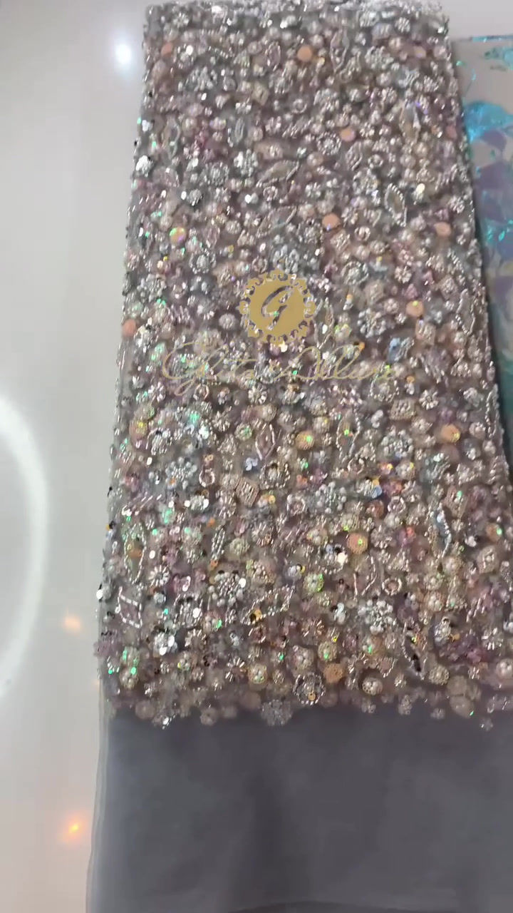 Thumbnail: CIRCLE AND DIAMOND BEADED TULLE