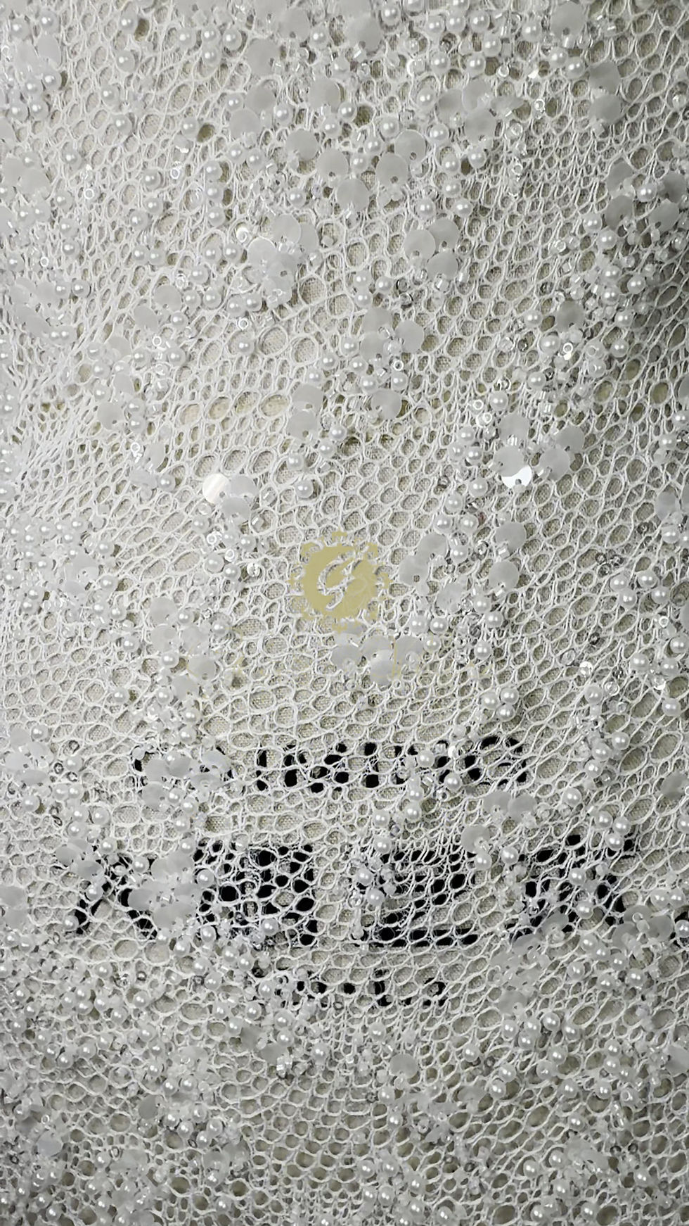 Thumbnail: TINY CIRCLE HOLE BEADED TULLE