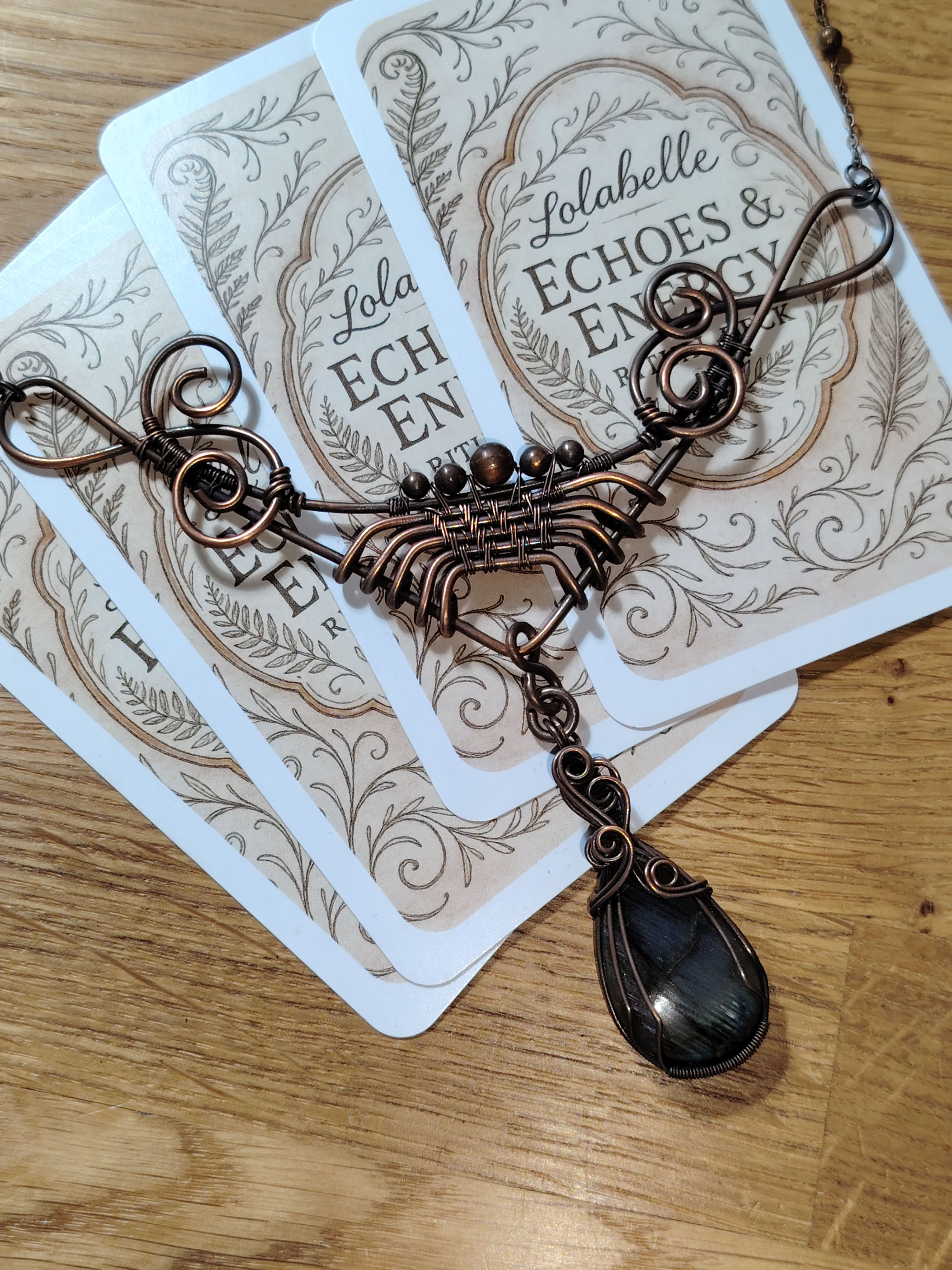 Indra – Labradorite Statement Necklace in Oxidised Copper