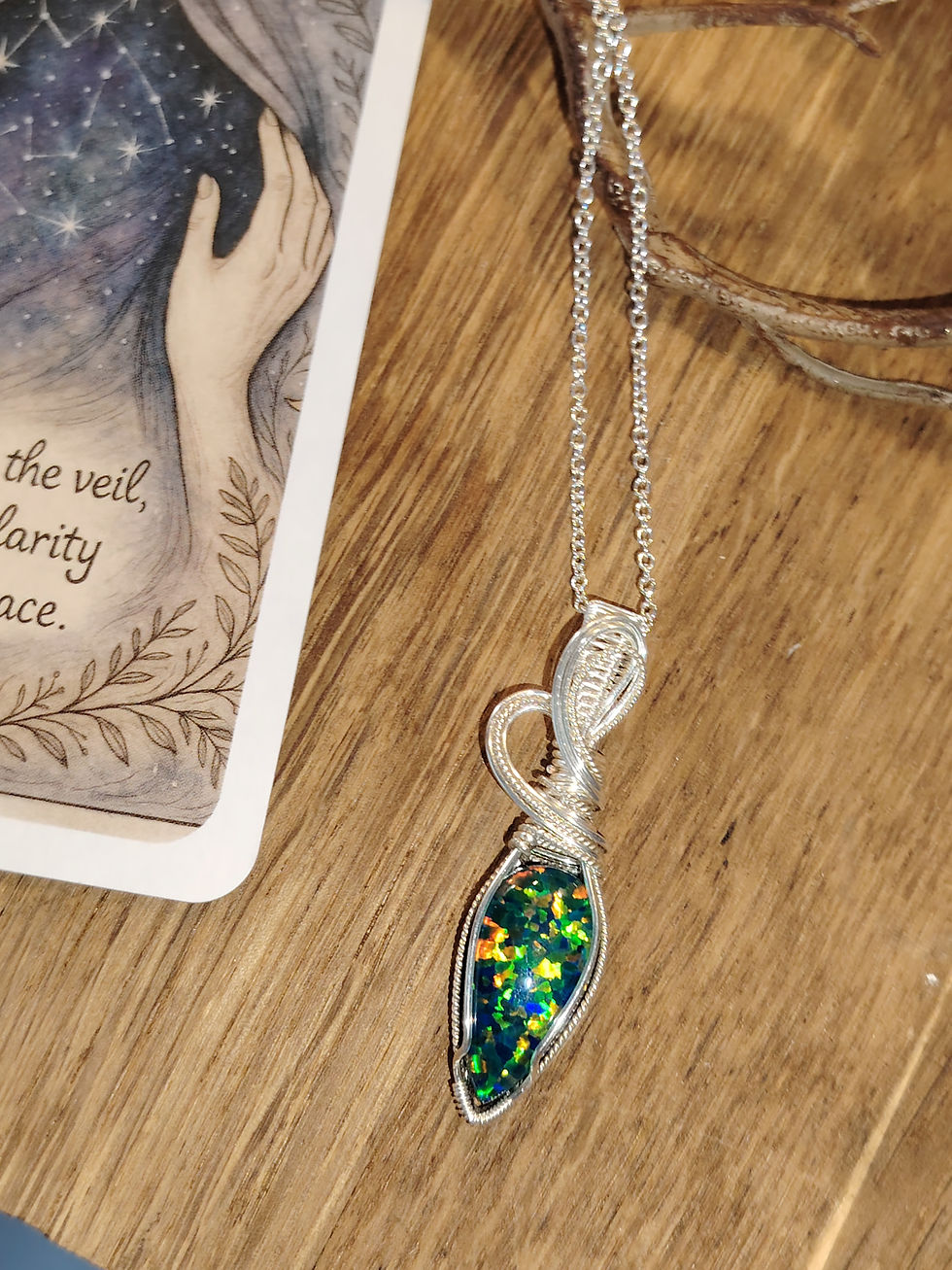 Thumbnail: Aurelith Gilson Opal Pendant | Silver Filled Wire Wrapped Jewellery