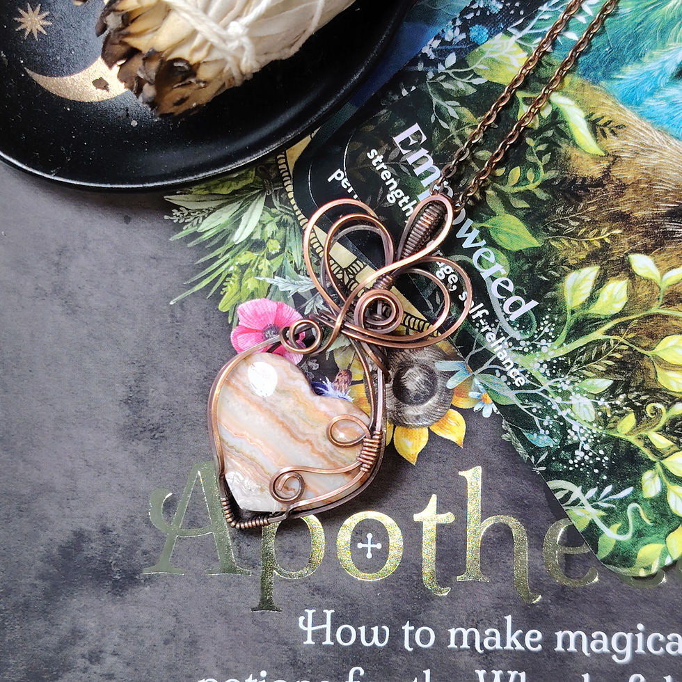 Thumbnail: Heartskip | Crazy Lace Agate | Oxidised Copper Necklace