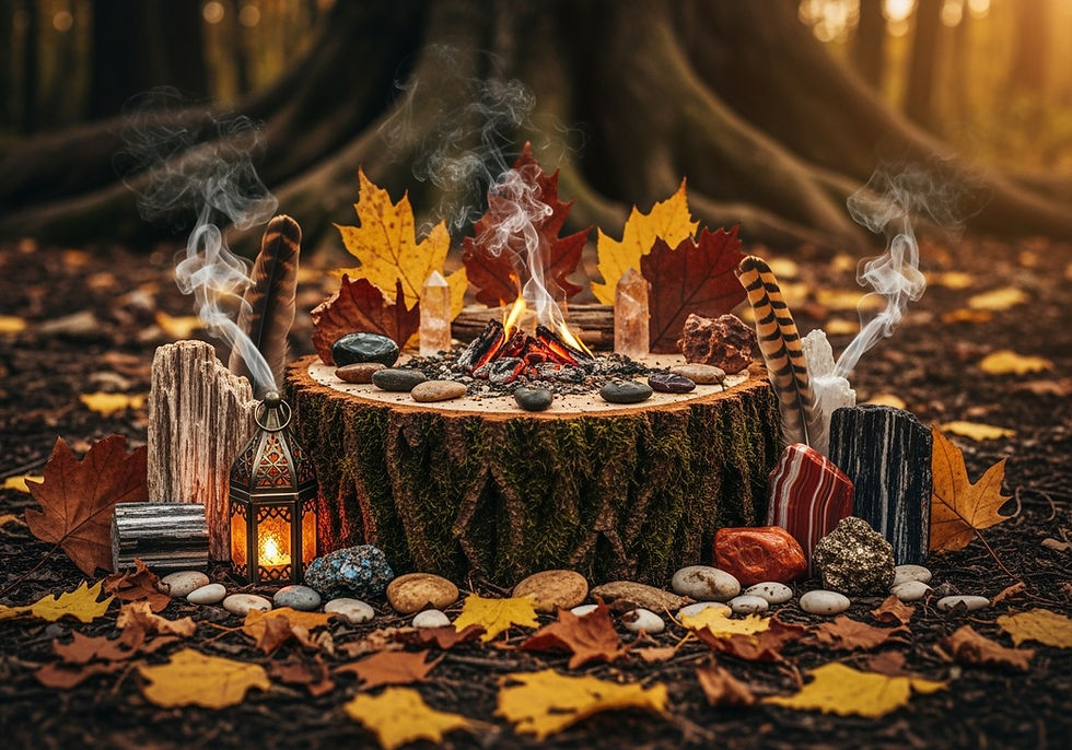 A forest altar to honour the changing of the seasons