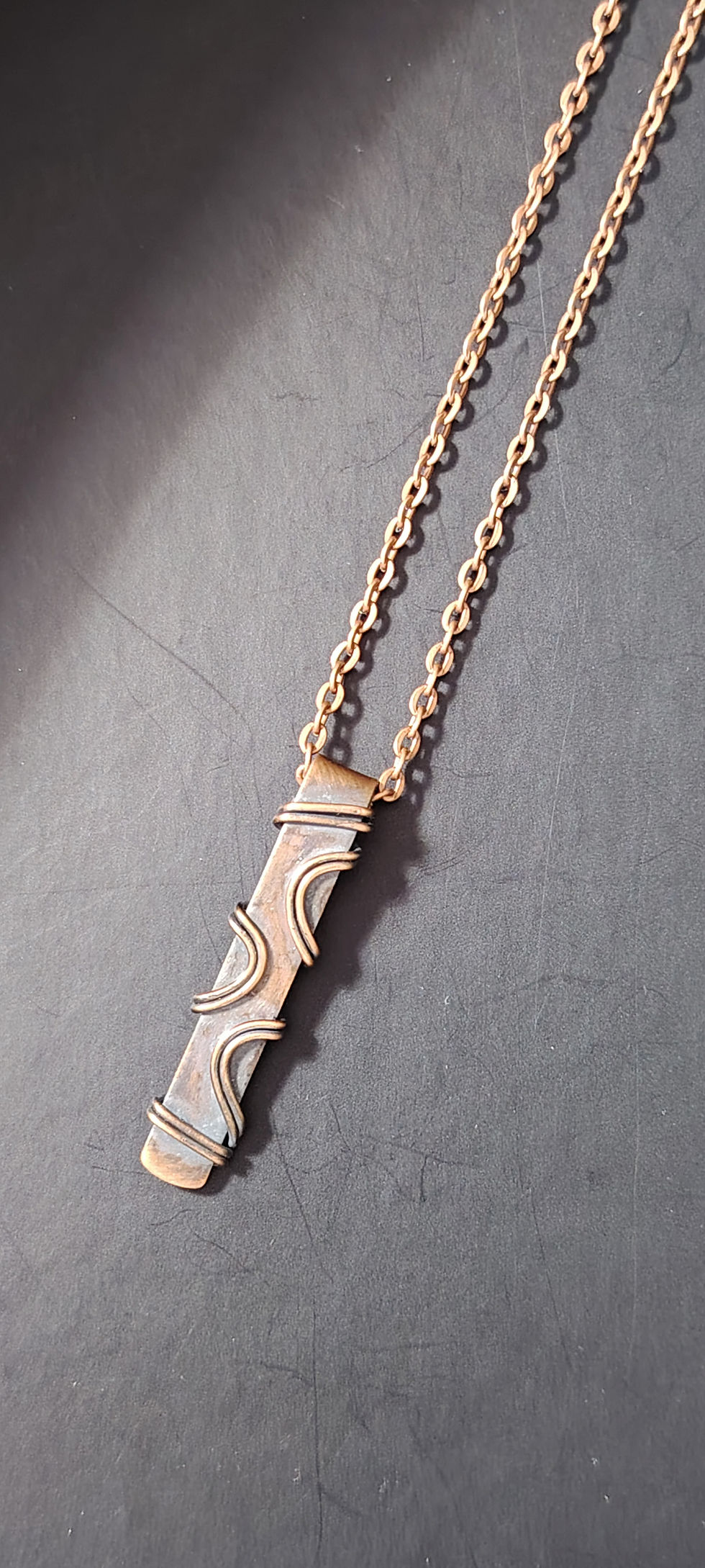 Thumbnail: Torren | Copper Bar Pendant | Oxidised Copper Necklace | Minimalist Jewellery