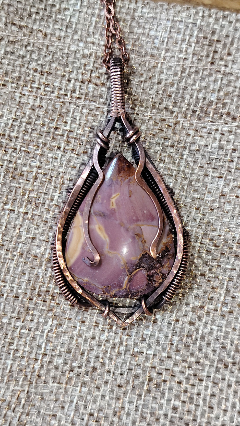 Thumbnail: Marnessa | Mookaite Statement Pendant | Oxidised Copper Wire | One of a Kind