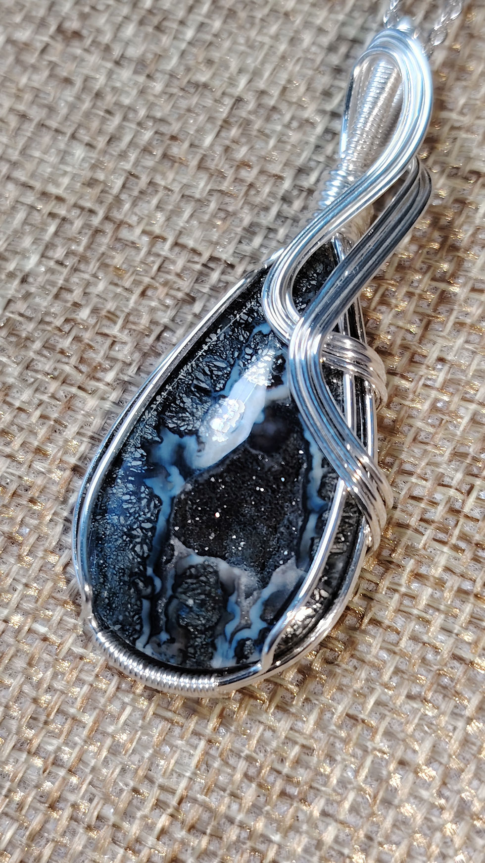 Thumbnail: Still Constellation — Black Marcasite Pendant | Silver-Filled Copper 