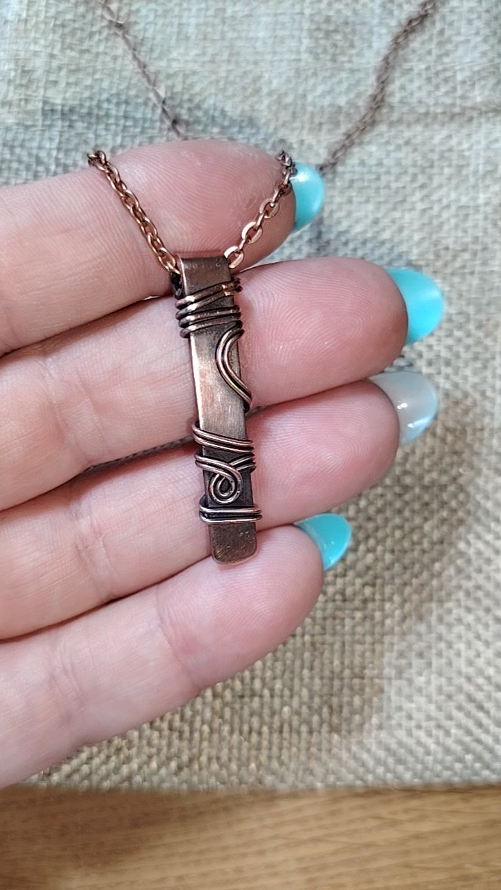 Thumbnail: Forged | Hand-Forged Copper Talisman Pendant | Oxidised Copper Wire 