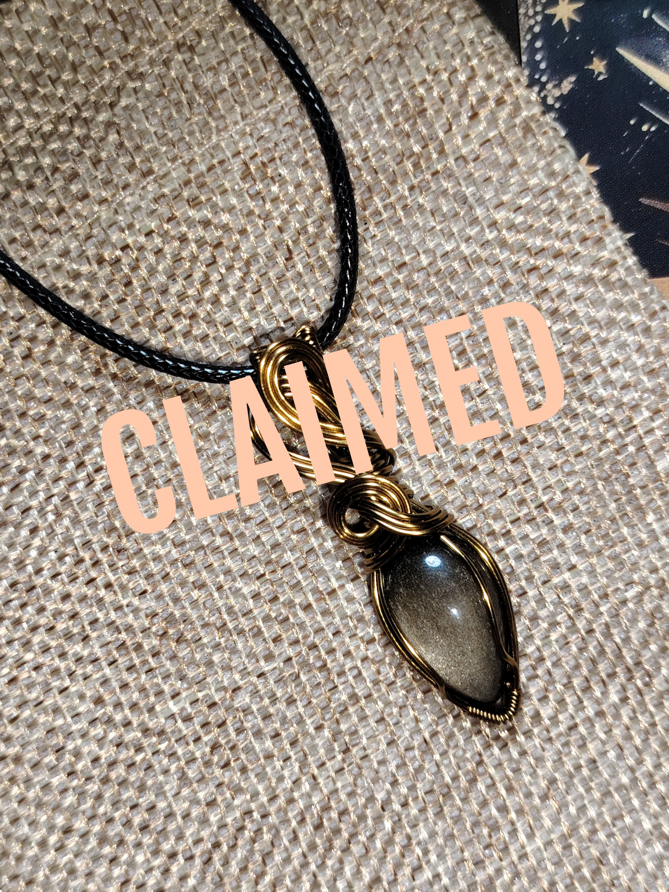 Shadow's End | Gold Sheen Obsidian Pendant | Antique Bronze Wire | One of a Kind