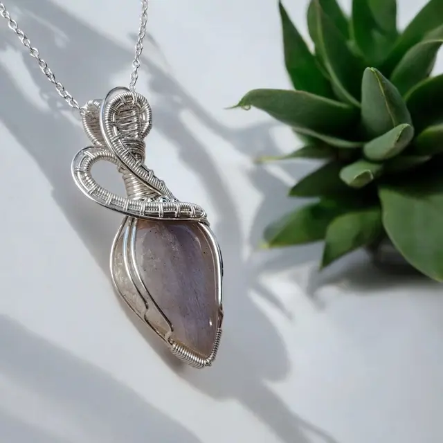 Thumbnail: Seraphessa Belomorite Pendant | Handcrafted Silver Plated Crystal Jewellery UK