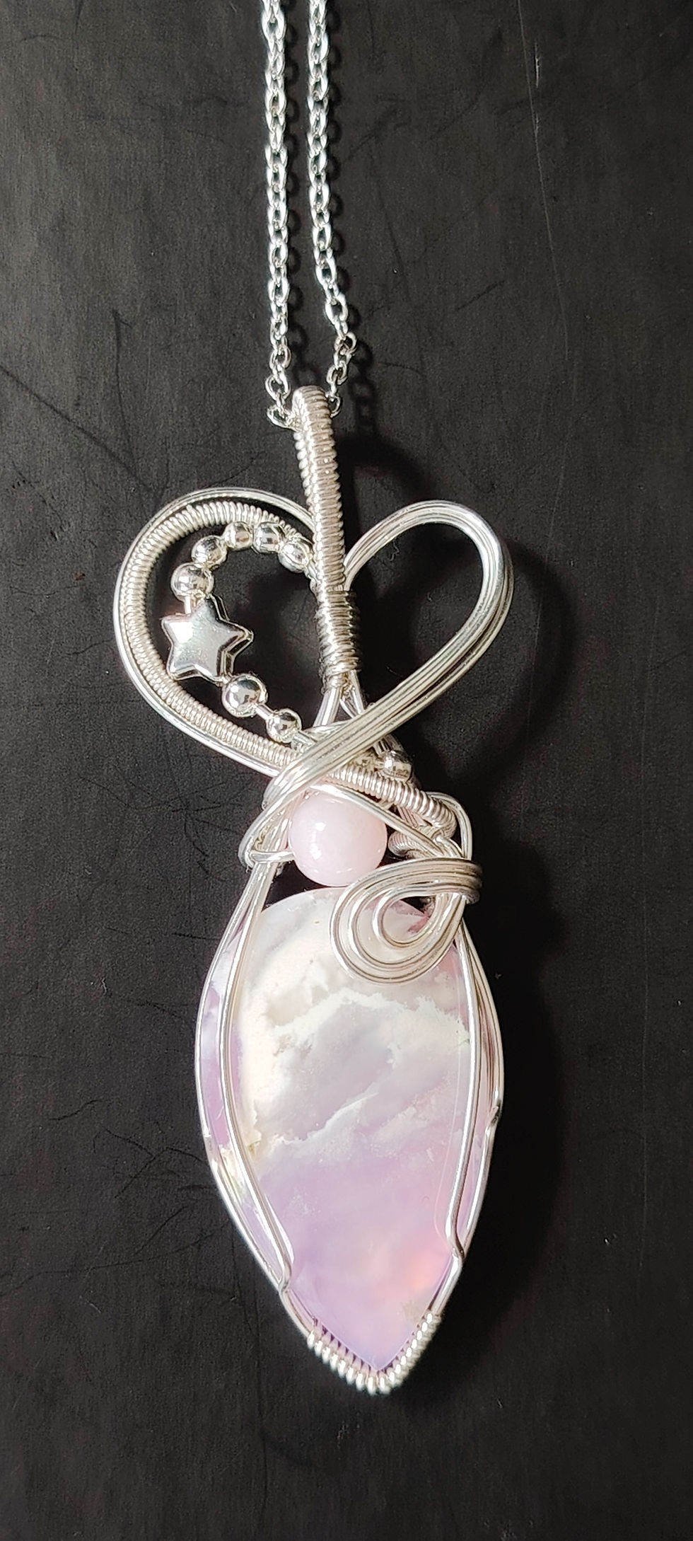 Thumbnail: Starielle | Plume Agate Pendant | Silver Wire Wrapped Necklace | One of a Kind