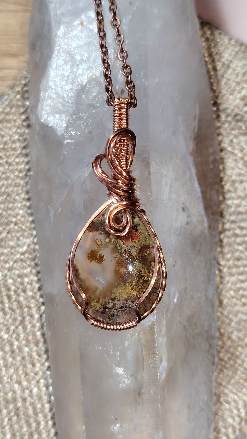 Thumbnail: Fernmark — Ternate Moss Agate Pendant | Copper | One of a Kind