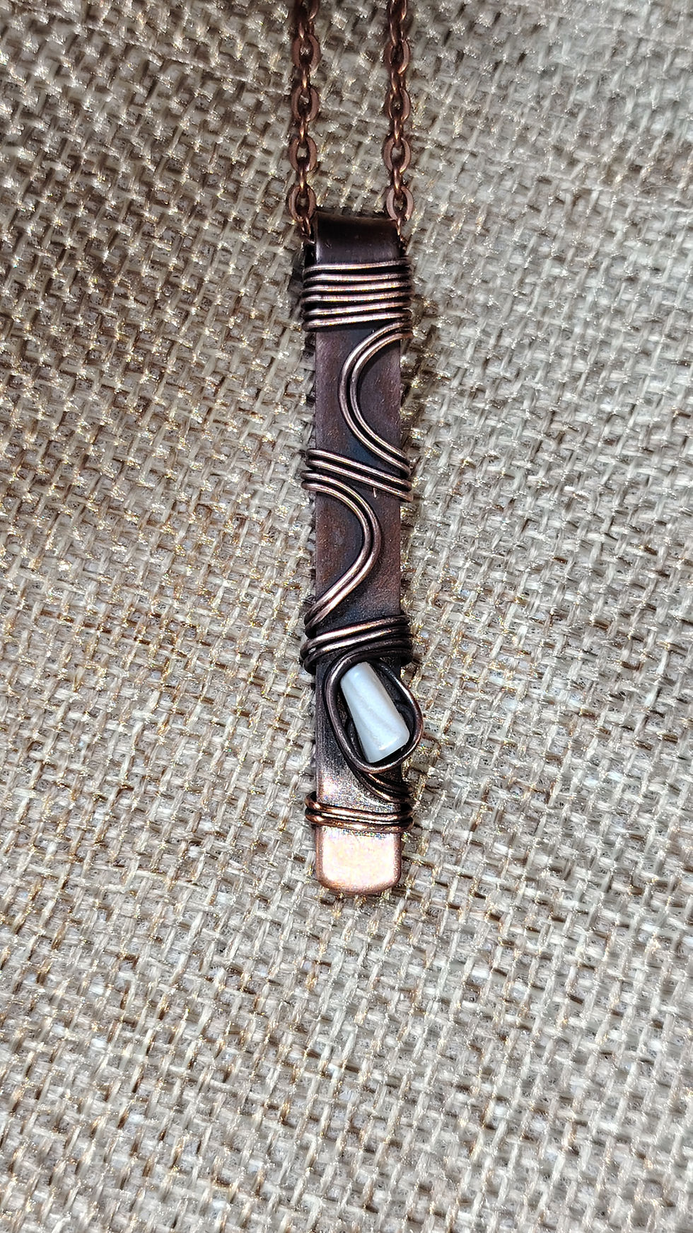 Thumbnail: Lucent | Calcite Talisman Pendant | Oxidised Copper Wire | One of a Kind