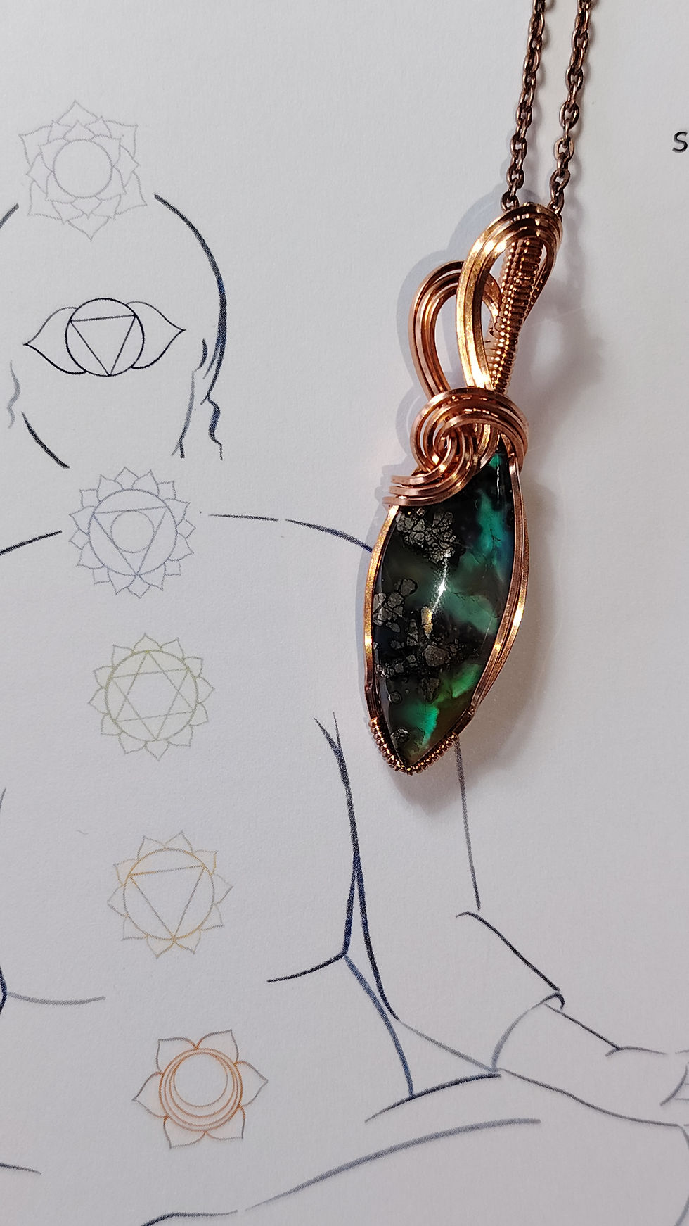 Thumbnail: Quiet Reef | Marcasite Doublet Pendant | Bare Copper Wire | One of a Kind