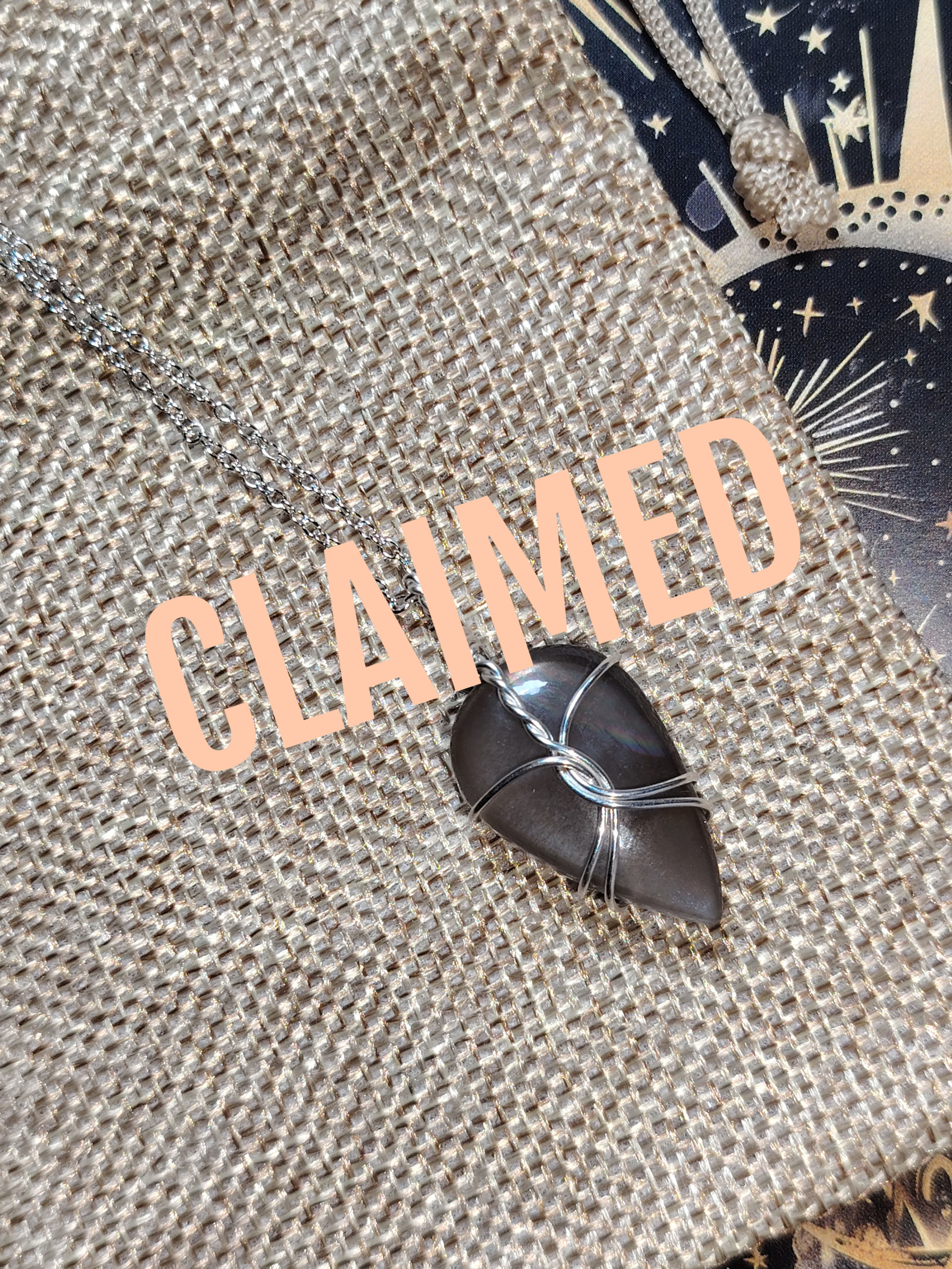 Ecliptic – Black Moonstone Pendant in Silver-Filled Wire