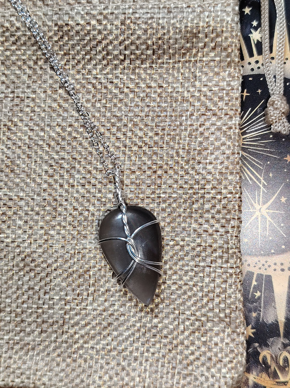 Thumbnail: Ecliptic – Black Moonstone Pendant in Silver-Filled Wire