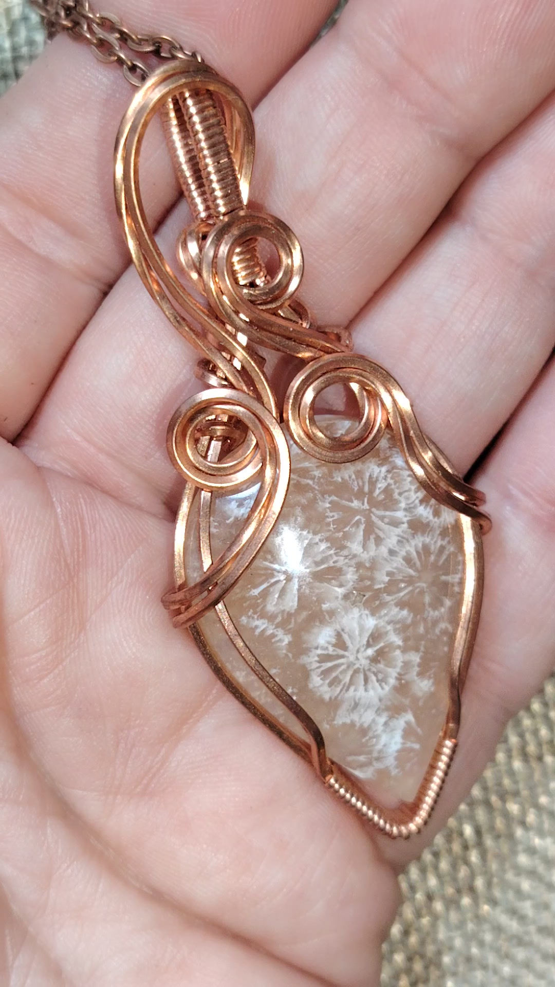 Ancient Tides – Fossil Coral Pendant in Copper | Ancestral Wisdom & Water Energy