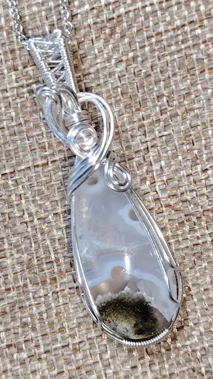 Thumbnail: First Thaw — Ternate Moss Agate Pendant | Silver-Filled Copper | One of a Kind