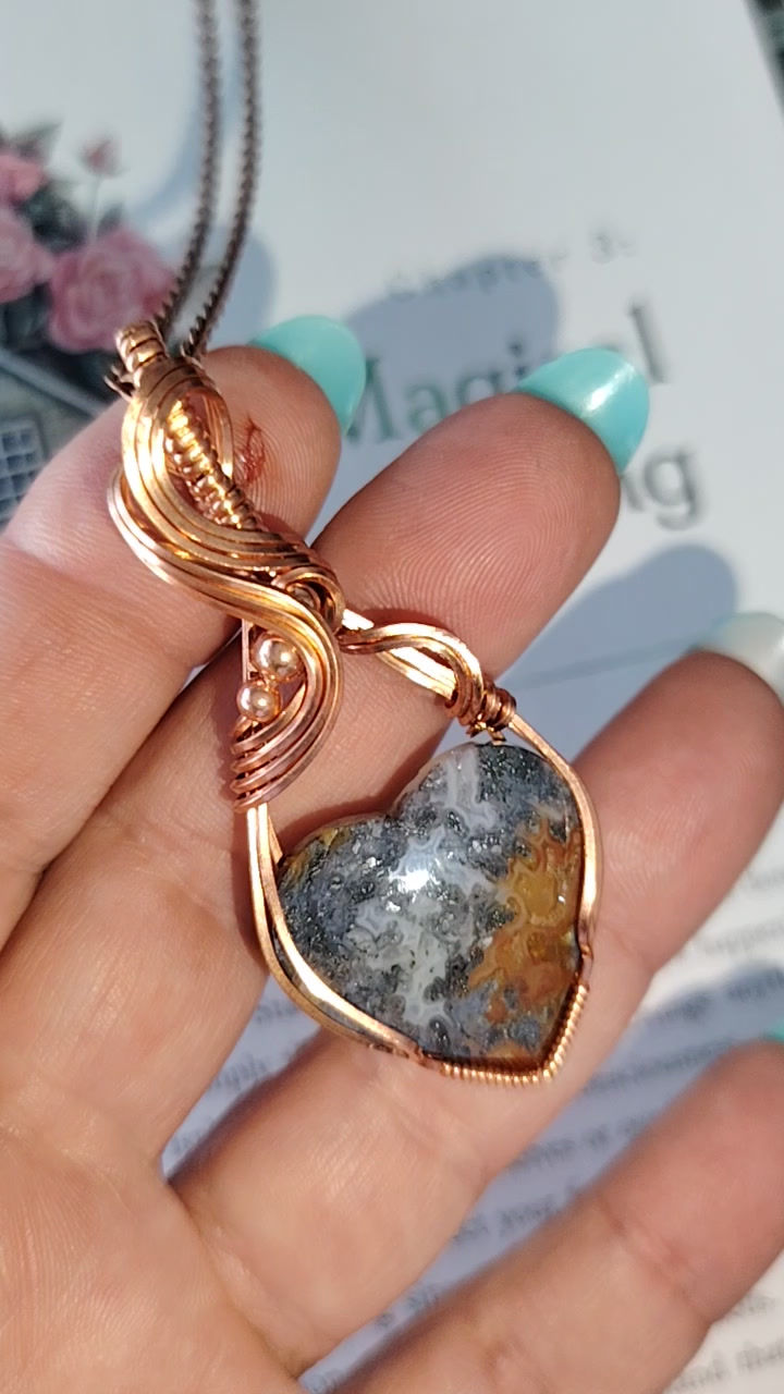 Thumbnail: Thalienne — Marcasite Heart Pendant | Bare Copper | One of a Kind