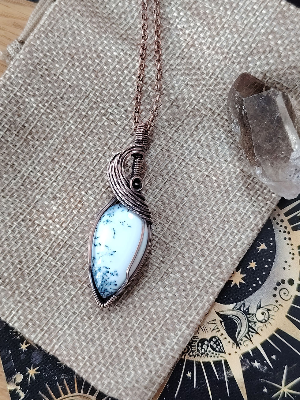 Thumbnail: Silent Grove – Dendritic Agate Pendant in Oxidised Copper