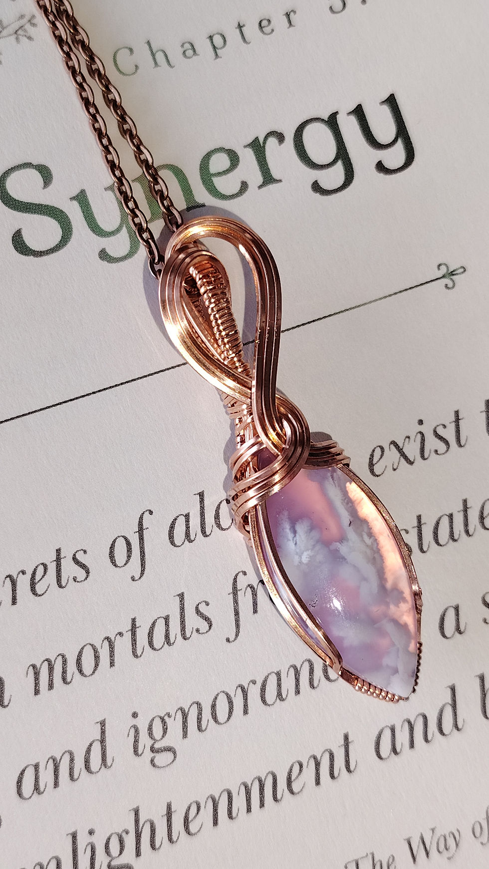Thumbnail: Lilienne — Plume Agate Doublet Pendant | Bare Copper | One of a Kind