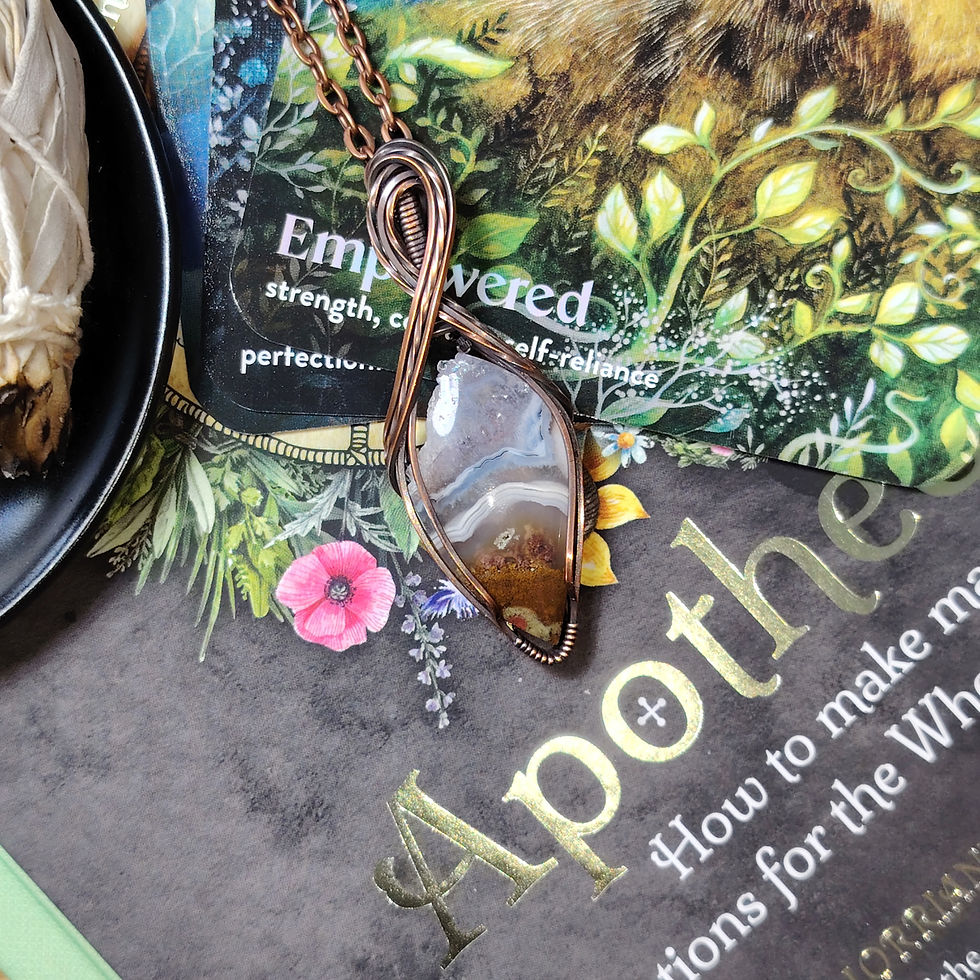 Thumbnail: Eldermere | Ternate Moss Agate Pendant in Oxidised Copper | One of a Kind