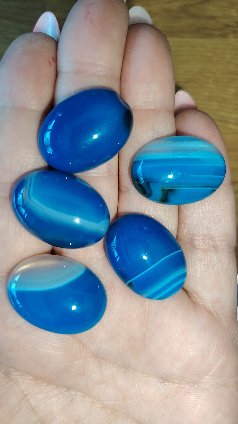 Thumbnail: Blue Dyed Agate Cabochon Bundles | Oval Cabochons for Wire Wrapping 
