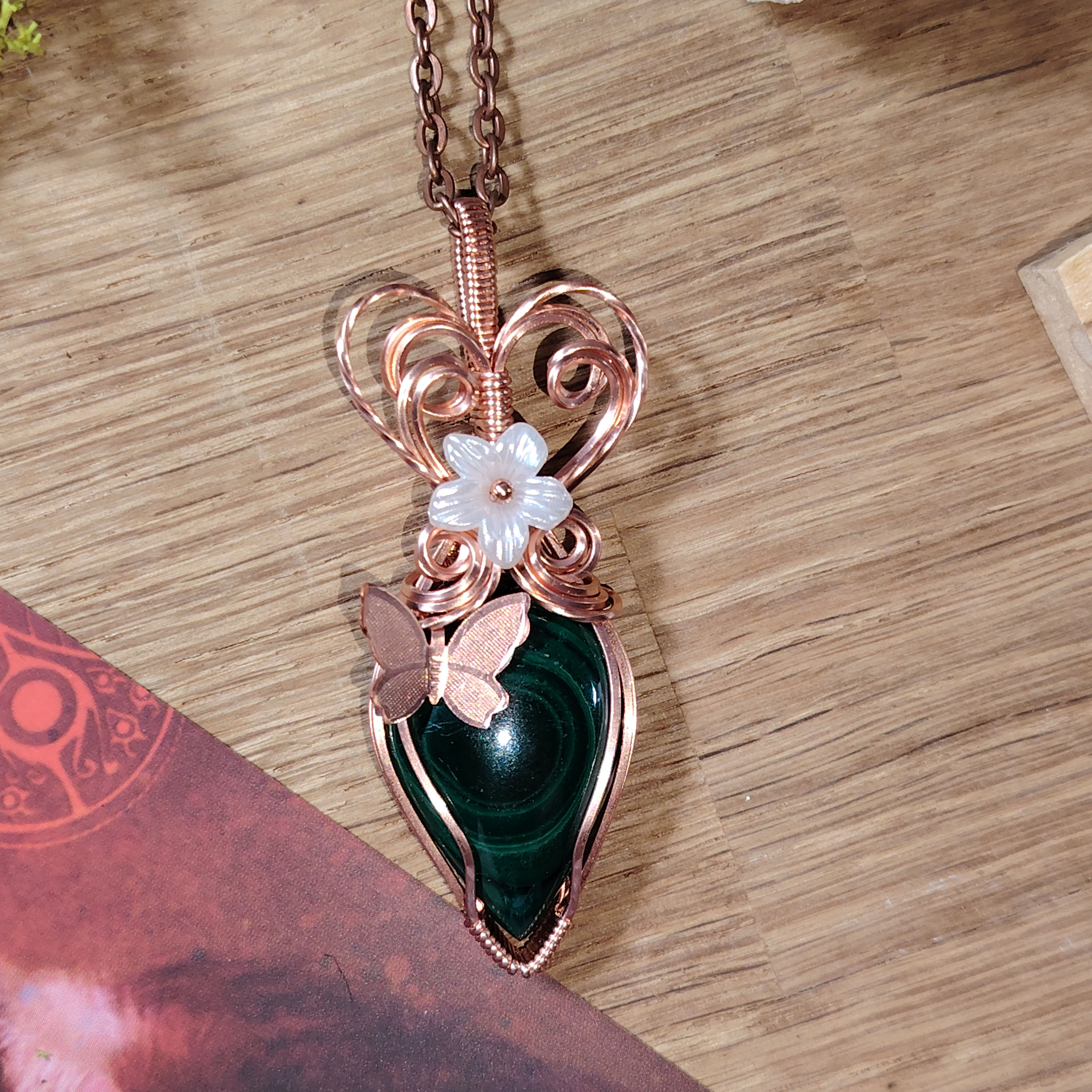 Malenara | Malachite Pendant | Bare Copper Wire | One of a Kind