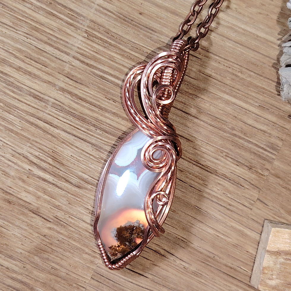 Thumbnail: Daybreak Whisper - Moss Agate Doublet Pendant in Copper | Renewal