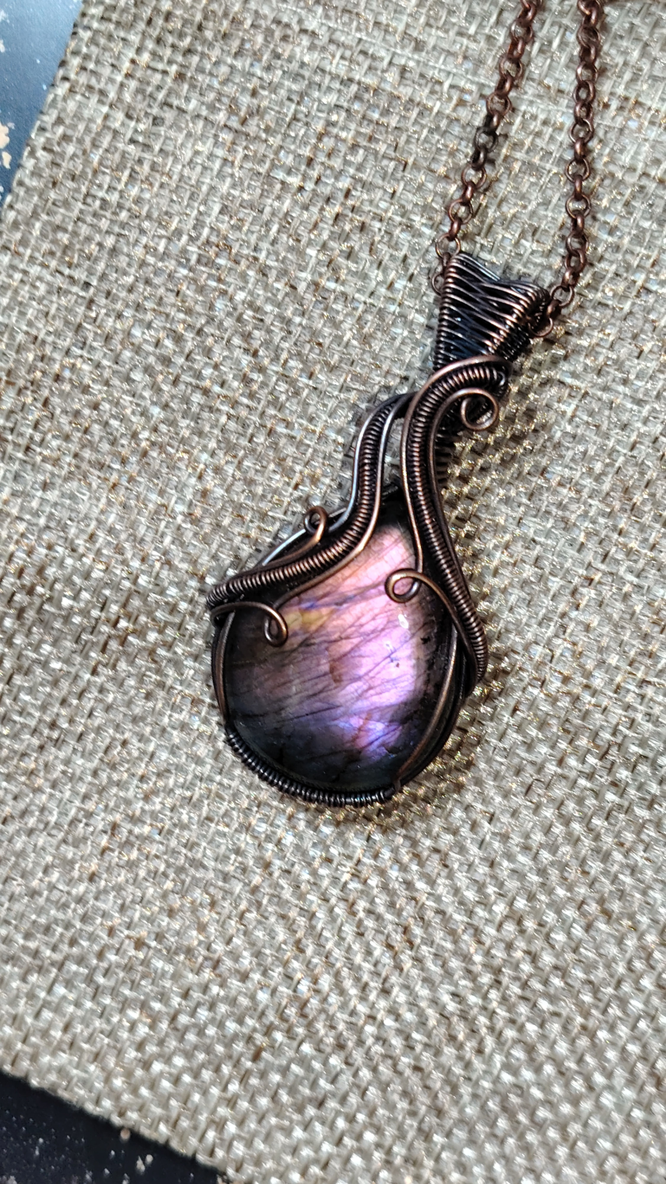 Violet Coil — Labradorite Pendant | Oxidised Copper | One of a Kind