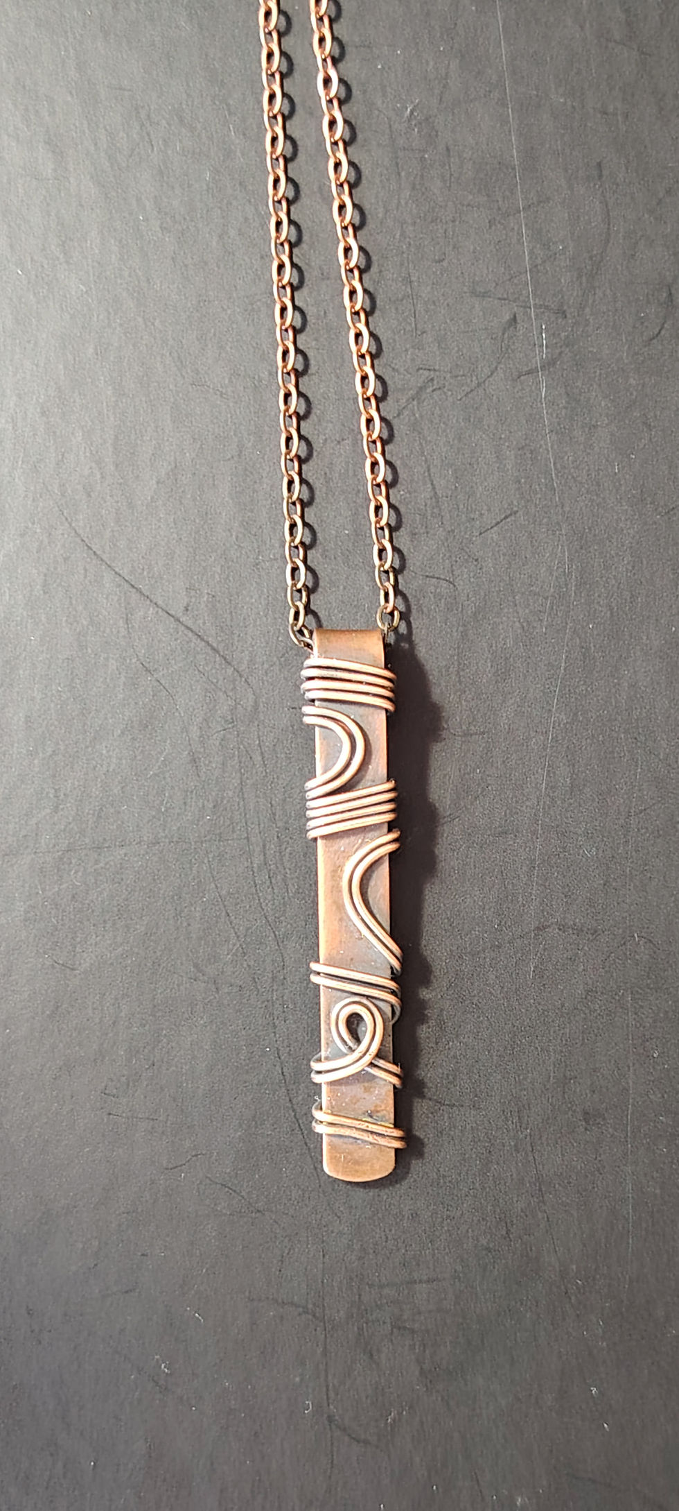 Thumbnail: Teralis | Copper Bar Pendant | Oxidised Copper Jewellery | One of a Kind