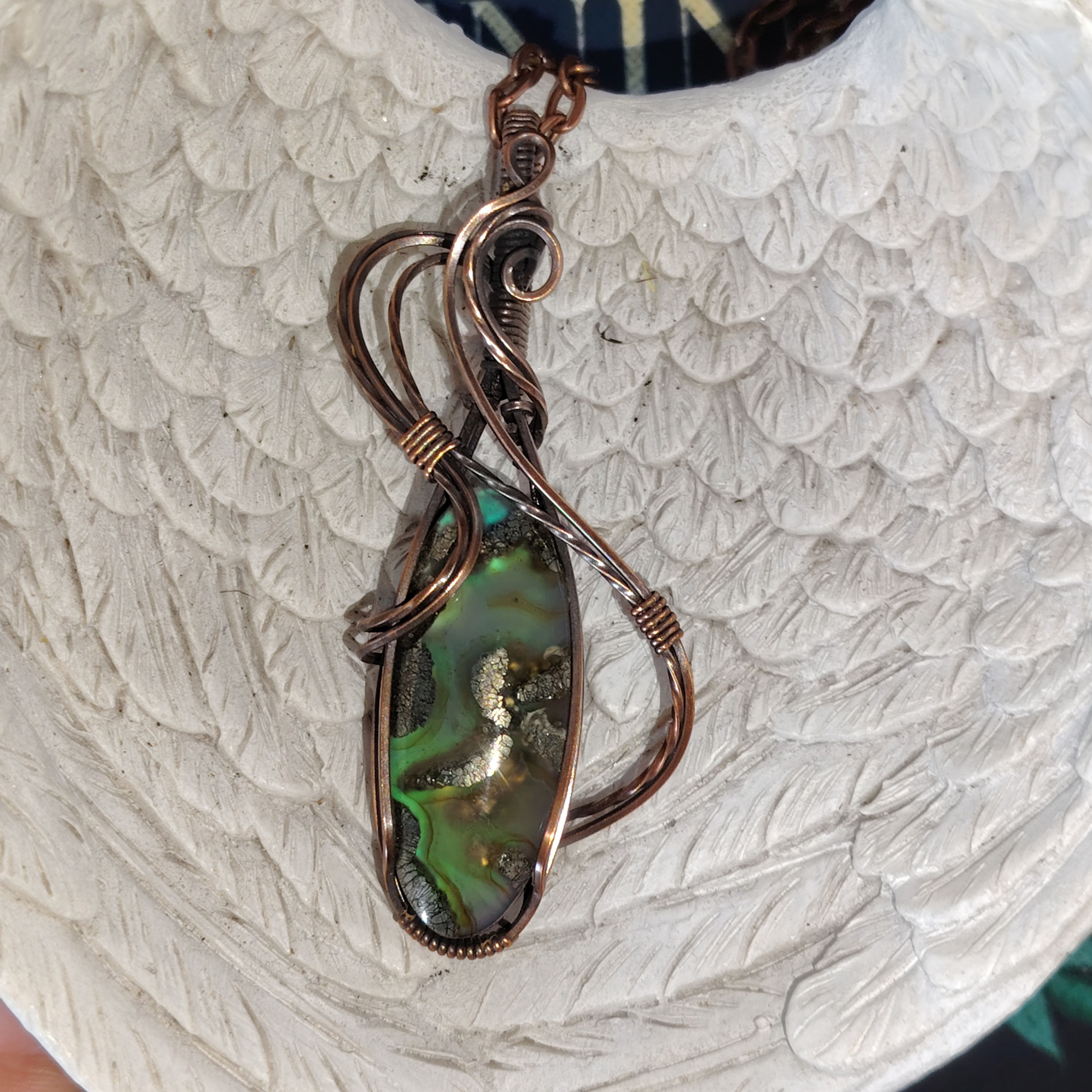 Oceanspell | Marcasite Doublet Pendant | Oxidised Copper | one of a Kind