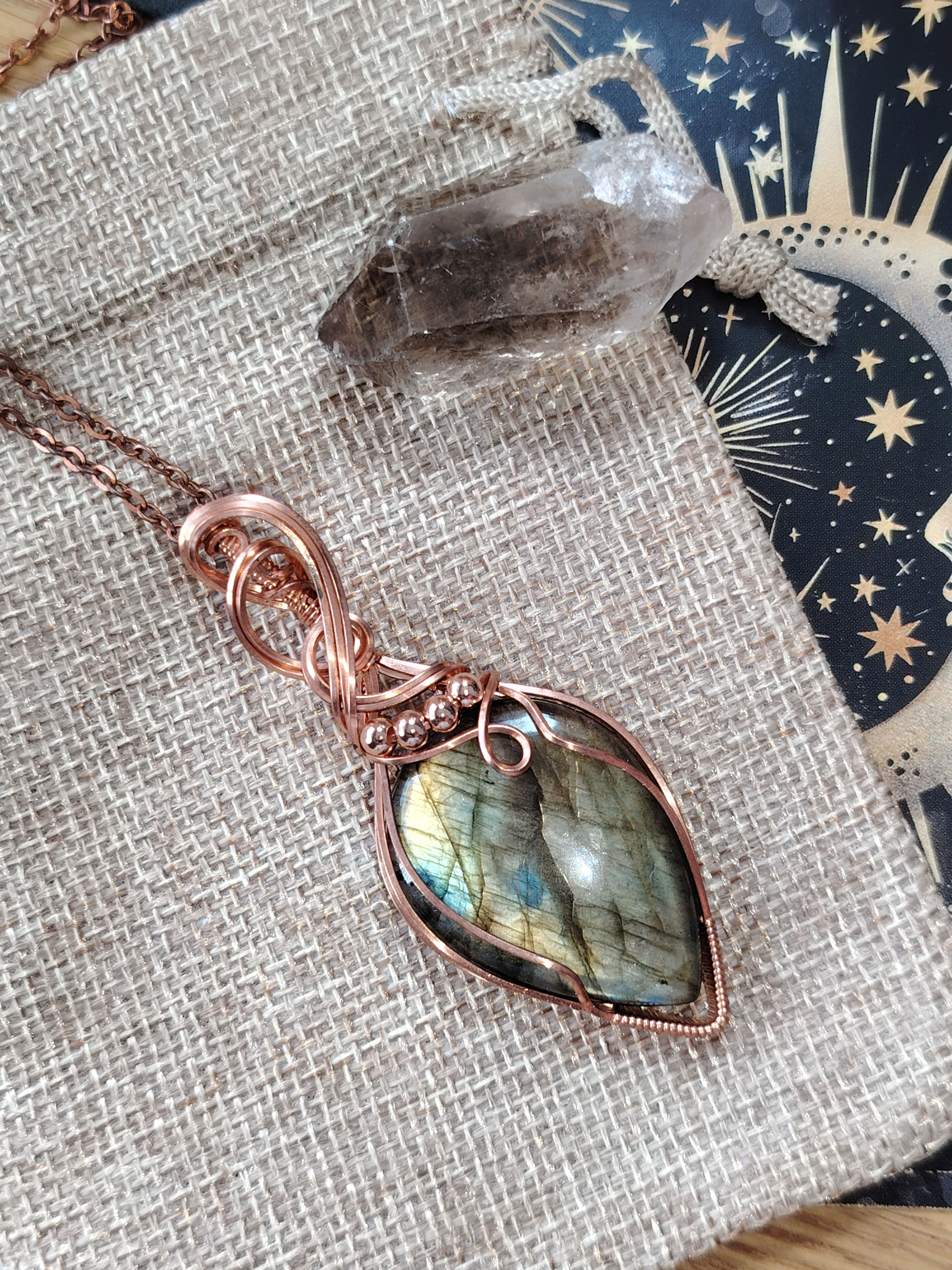 Aurorin – Labradorite Pendant in Bare Copper