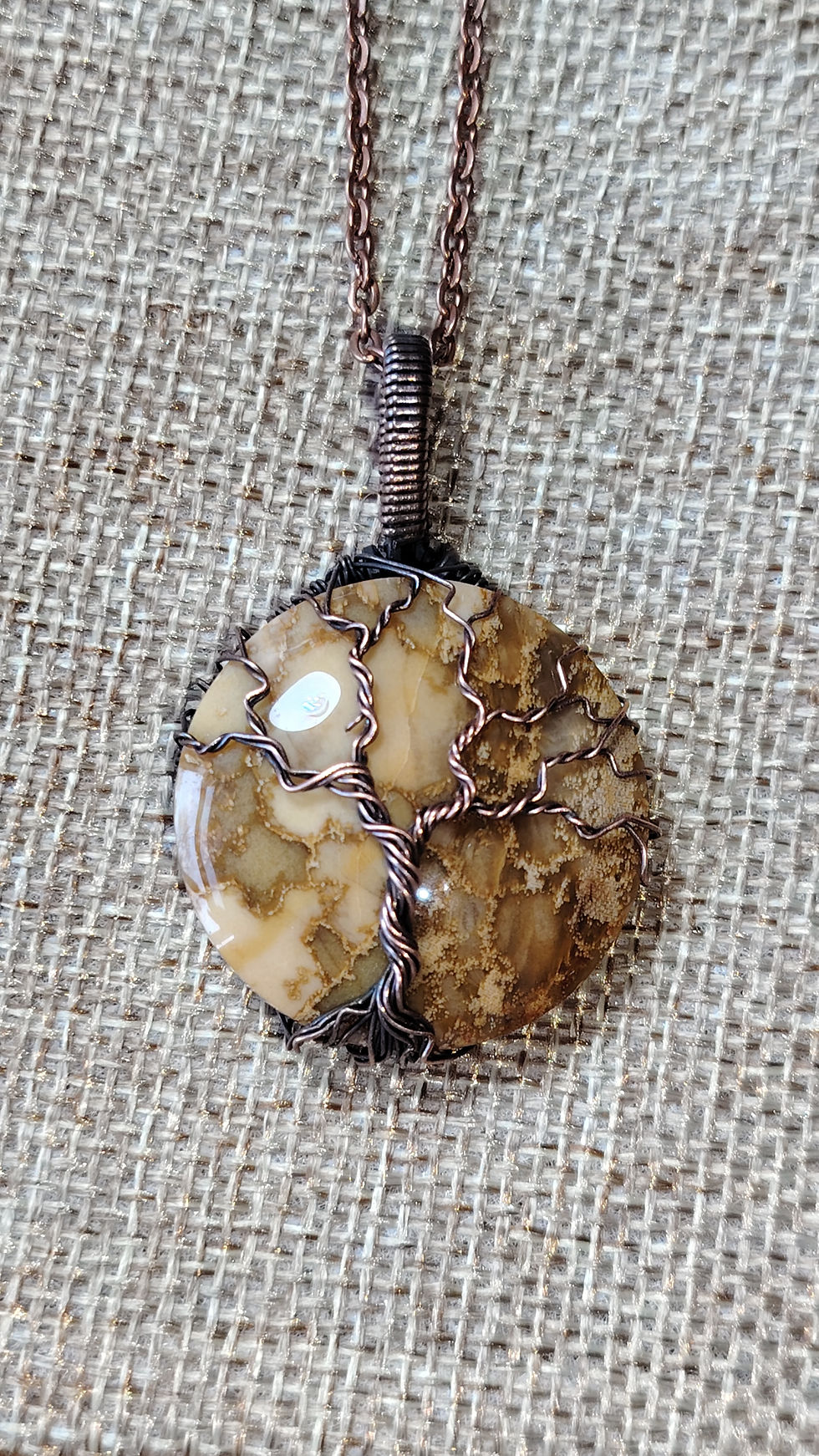 Thumbnail: Elderhollow | Petrified Wood Tree of Life Pendant | Oxidised Copper Wire | One o