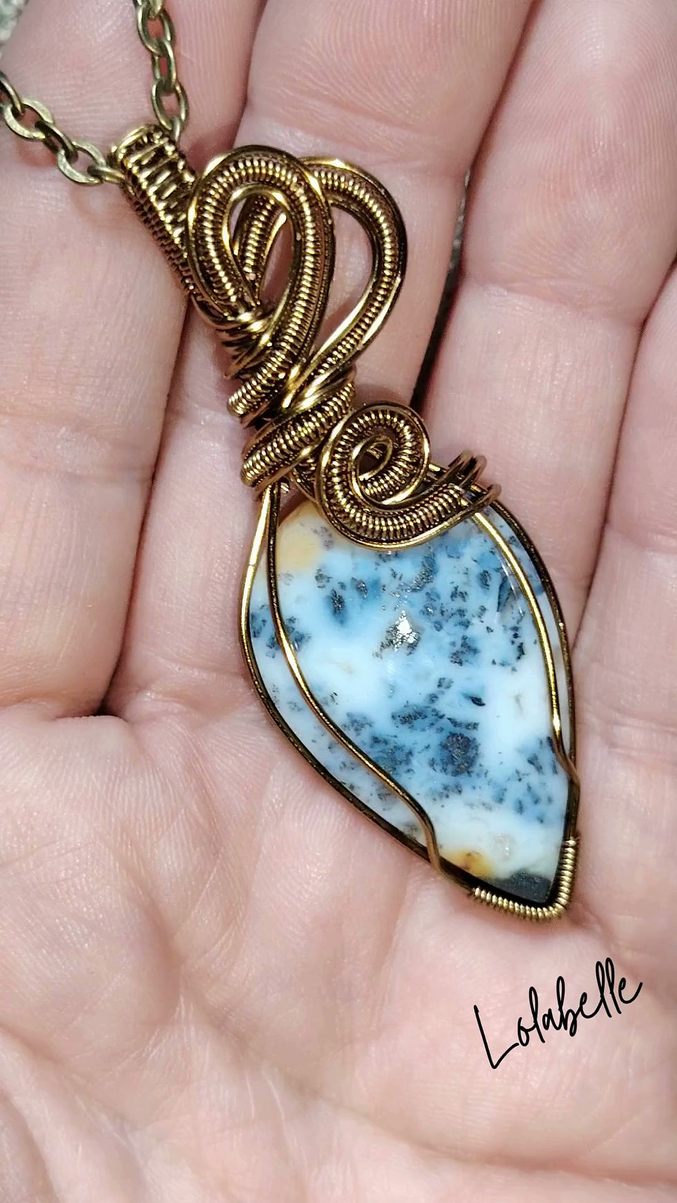 Thumbnail: Harvest of Shadow Pendant – White Marcasite in Bronze Copper