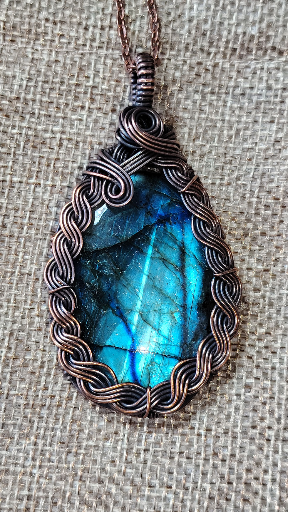 Thumbnail: Tempestra | Labradorite Statement Pendant | Oxidised Copper Wire | One of a Kind