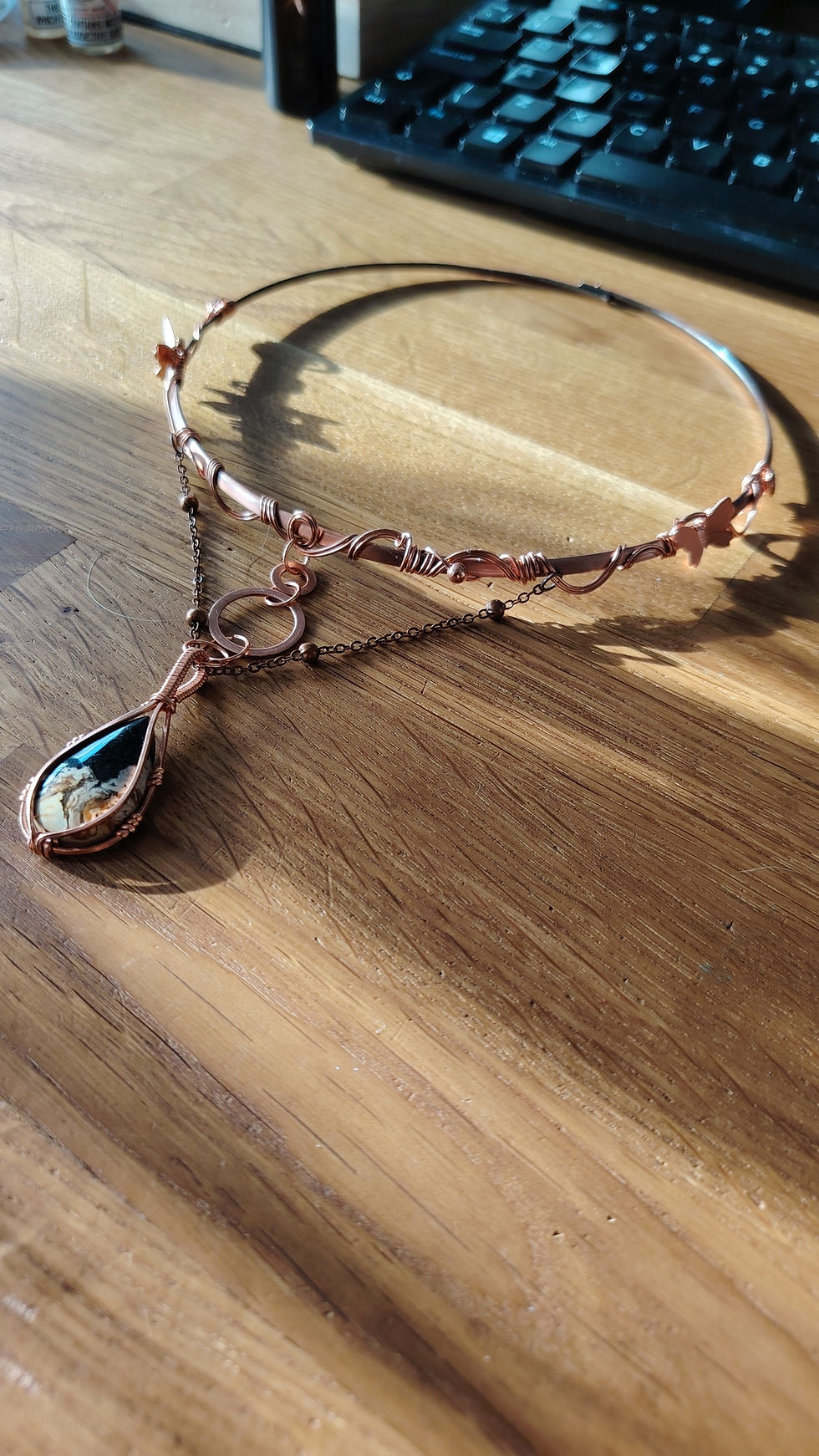 Thumbnail: Veil of the Earth Mother – Palm Root Copper Choker Necklace | Goddess Statement 