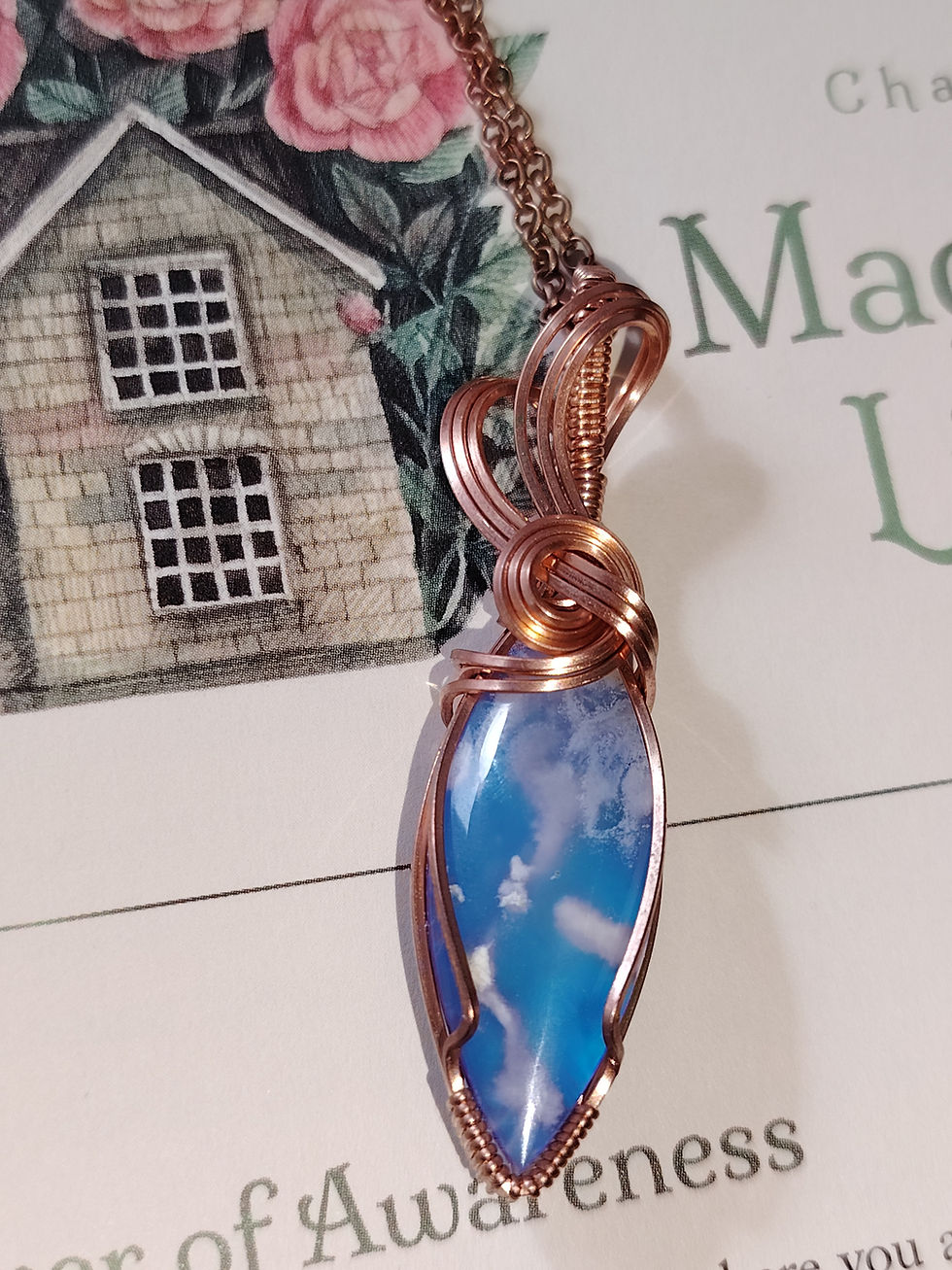 Thumbnail: Coravine — Plume Agate Doublet Pendant | Bare Copper | One of a Kind