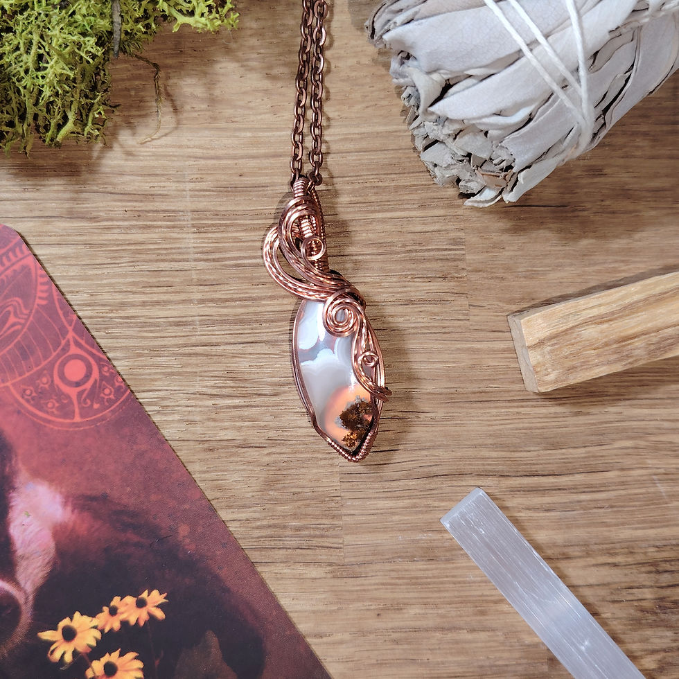 Thumbnail: Daybreak Whisper - Moss Agate Doublet Pendant in Copper | Renewal
