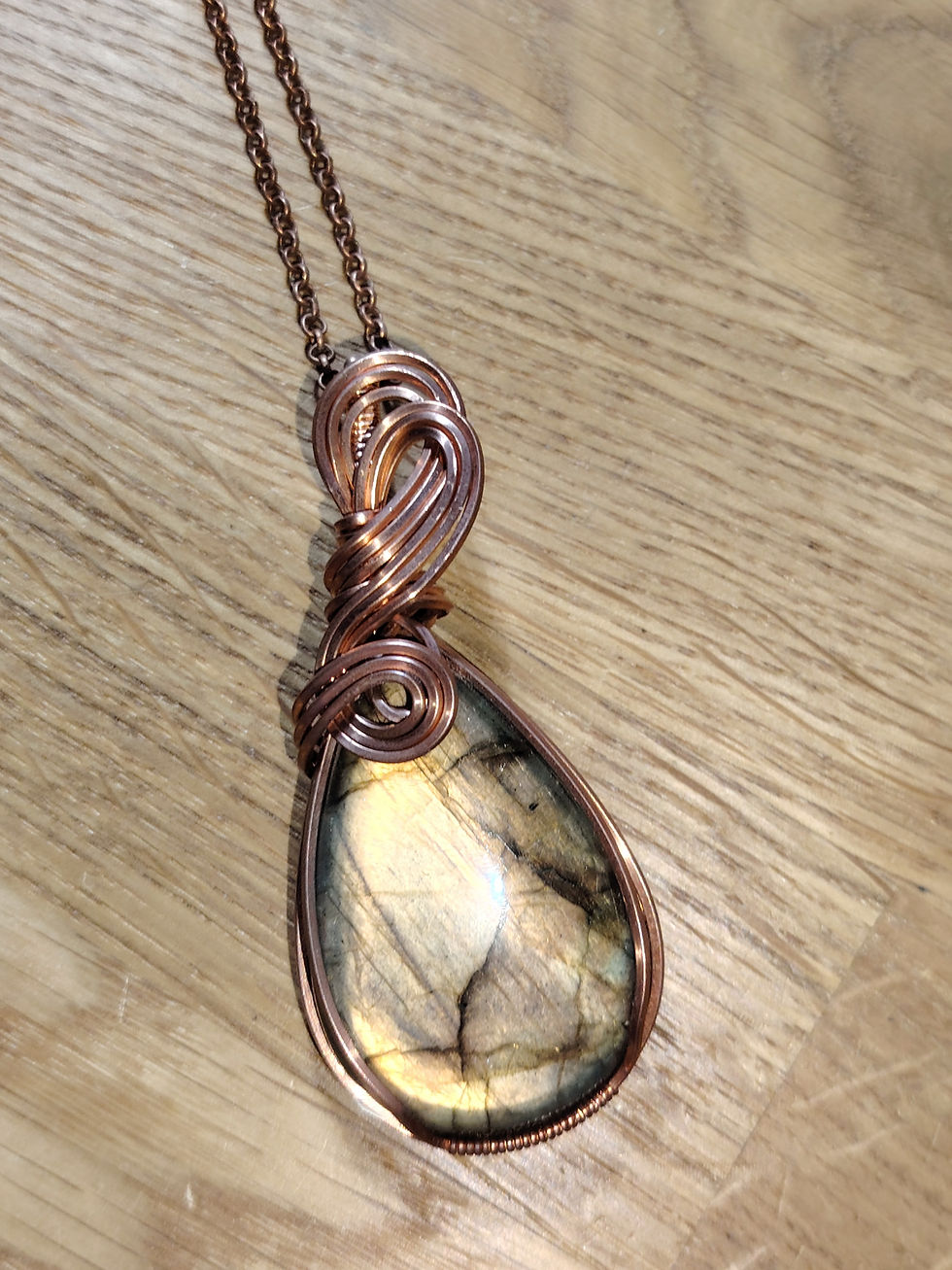 Thumbnail: Roselight – Golden Labradorite Copper Pendant