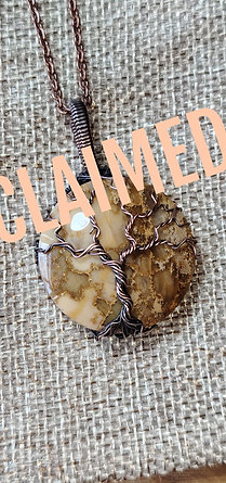 Elderhollow | Petrified Wood Tree of Life Pendant | Oxidised Copper Wire | One o