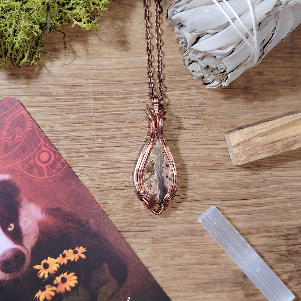 Thumbnail: Grounded Grace - Crazy Lace Agate Pendant in Copper | Balance & Grounding