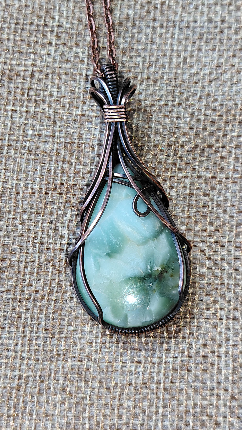 Thumbnail: Seravelle | Hemimorphite Statement Pendant | Oxidised Copper Wire | One of a Kin