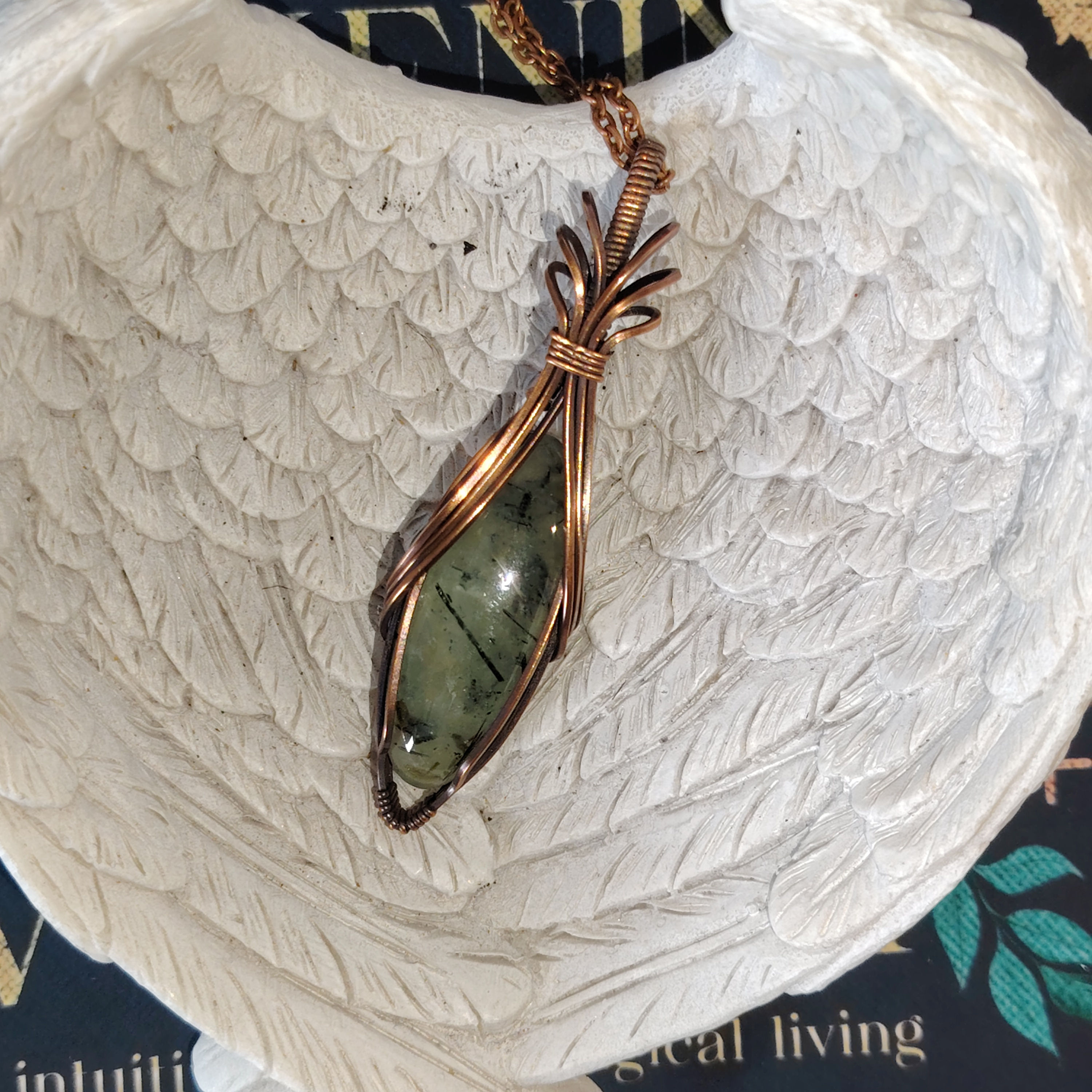 Spring Hollow | Prehnite Pendant | Oxidised Copper Necklace | One of a Kind
