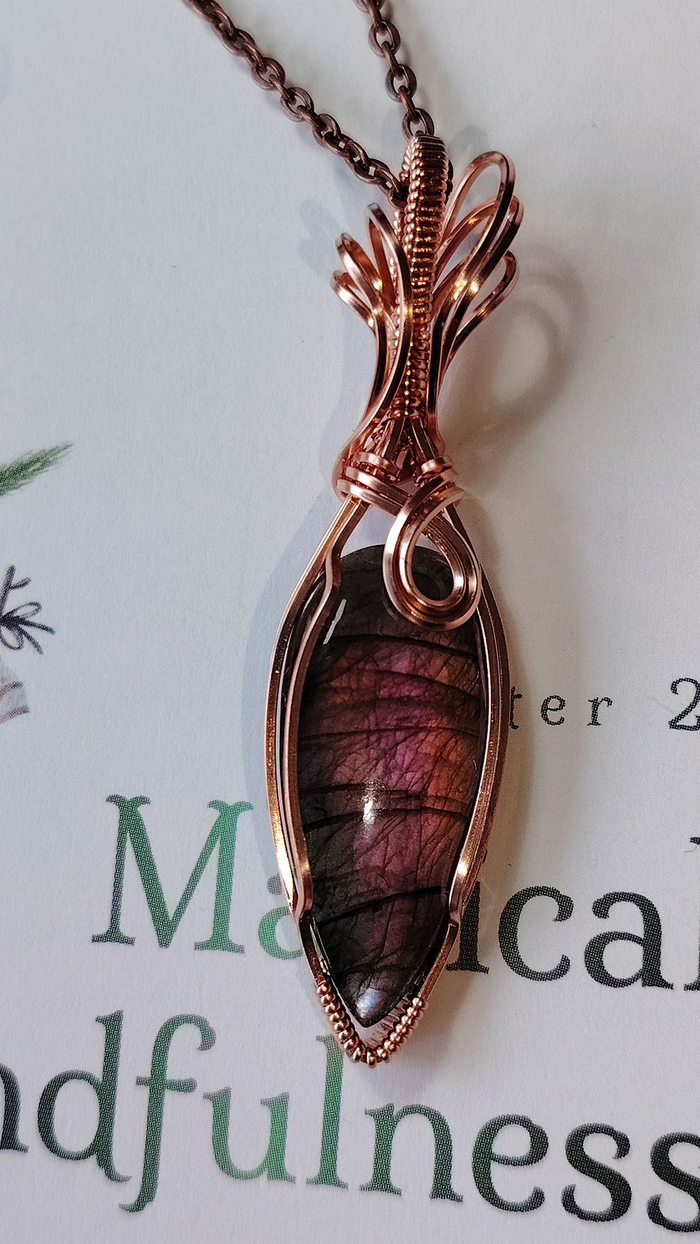 Thumbnail: Veilburn | Purple Labradorite Pendant | Bare Copper Wire | One of a Kind