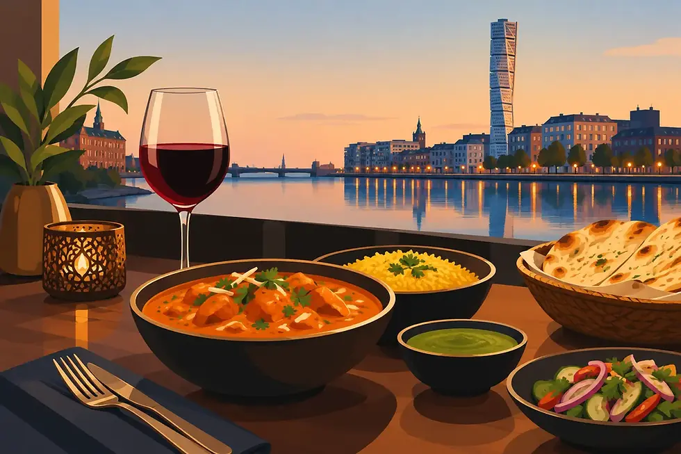 Prisvärd middag med vin i Malmö med indiska smaker