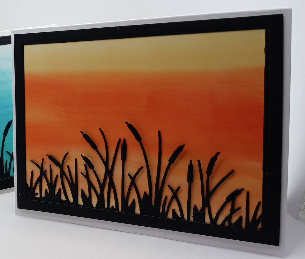 Thumbnail: Hand inked background with cattails