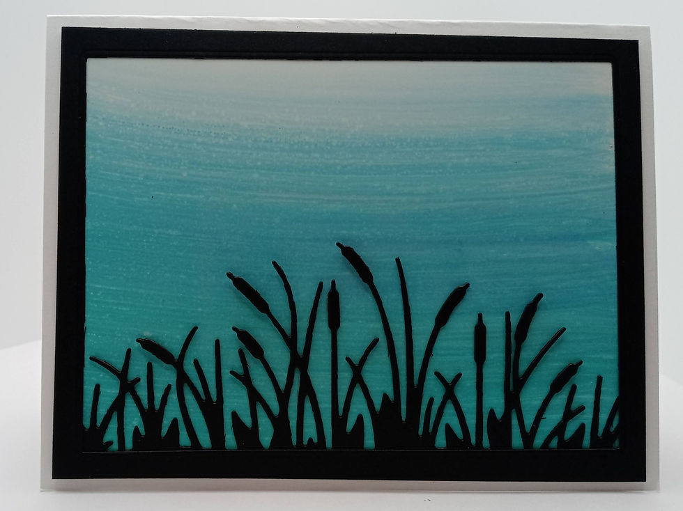 Thumbnail: Hand inked background with cattails