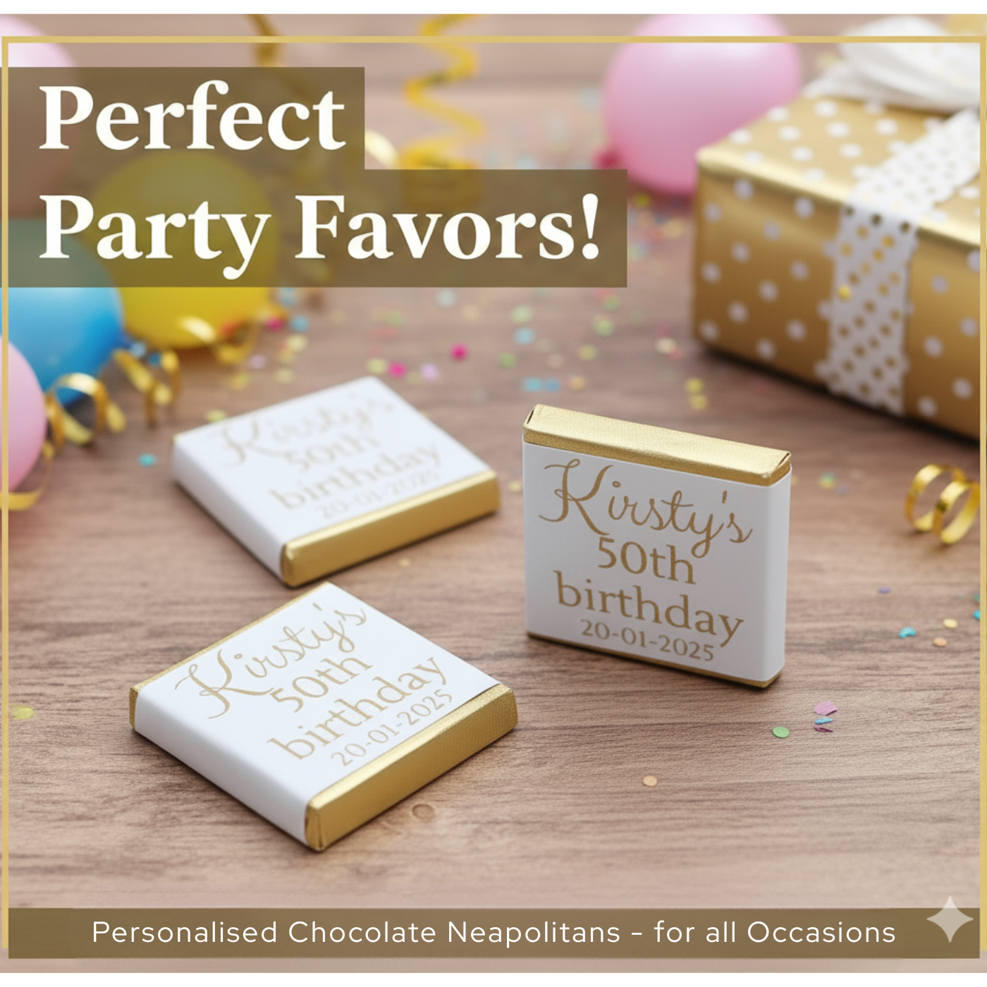 Personalised Chocolate Gold Text - Any Message