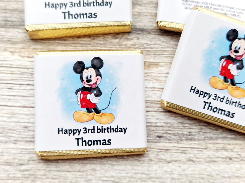 Thumbnail: Personalised Mickey Mouse Thank You Chocolates